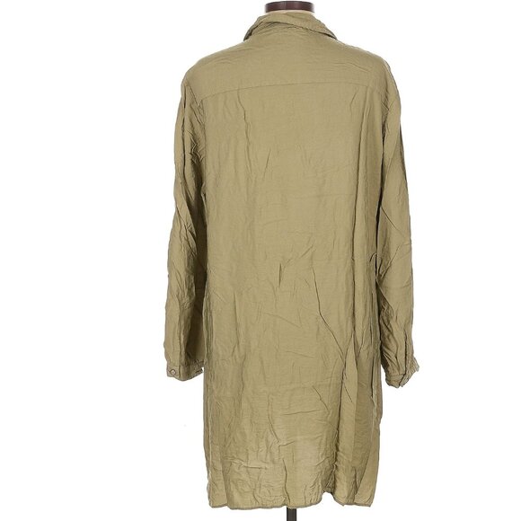 Zara Long Sleeve Peplum Button Snap Front Twist Knot Dress Tunic Knee Length L - Picture 3 of 5